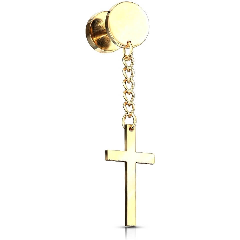 Fake Plug Cross dangle Internally Threaded