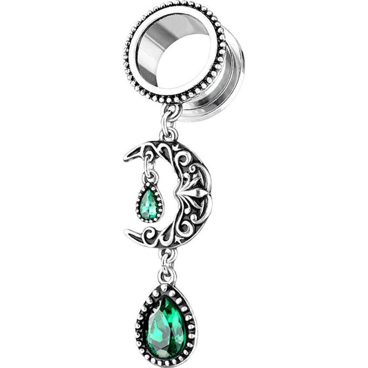 Écarteur Pendentif Moon Drop Zirconia Argent Filetage Interne