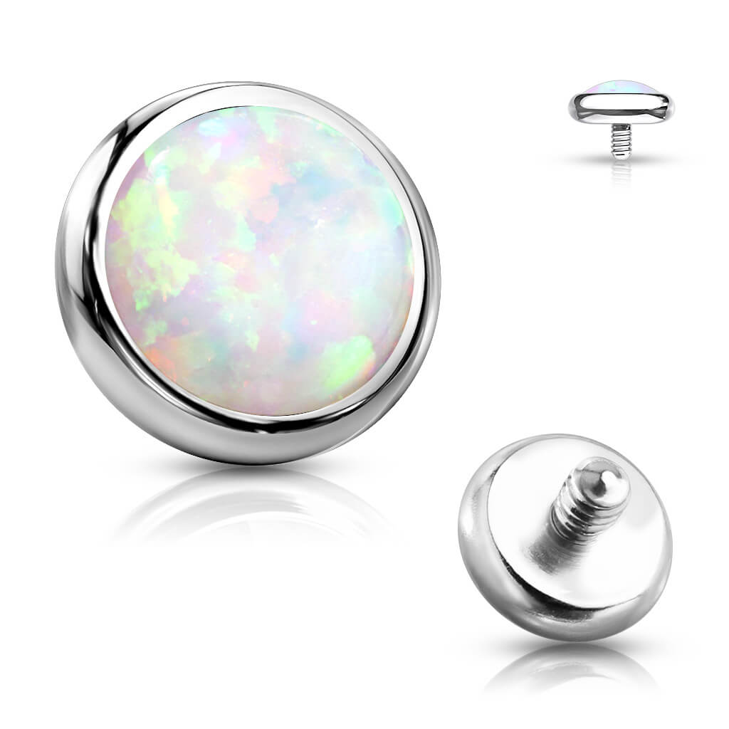 top flat round opal bezel setting Internally Threaded