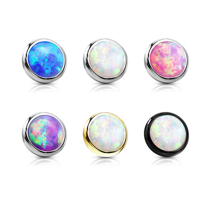 top flat round opal bezel setting Internally Threaded