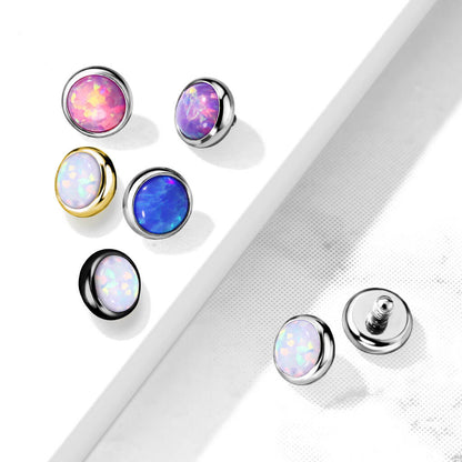 top flat round opal bezel setting Internally Threaded