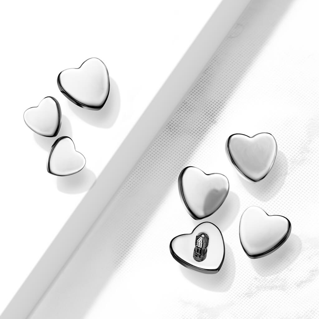 Titanium top flat heart silver Internally Threaded