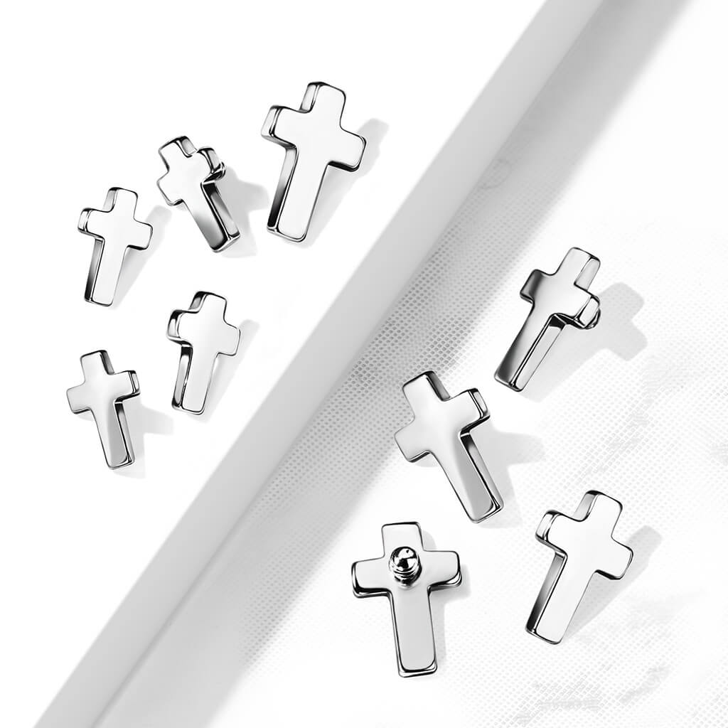 Titanium top flat cross silver Internally Threaded