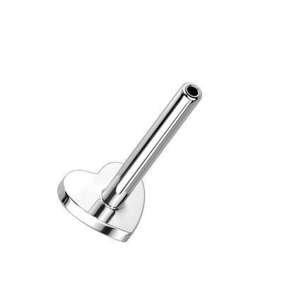 Titanium labret base heart flat back Push-In