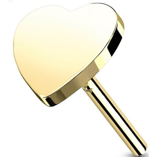 Oro 14kt Top Corazón Plana Push In