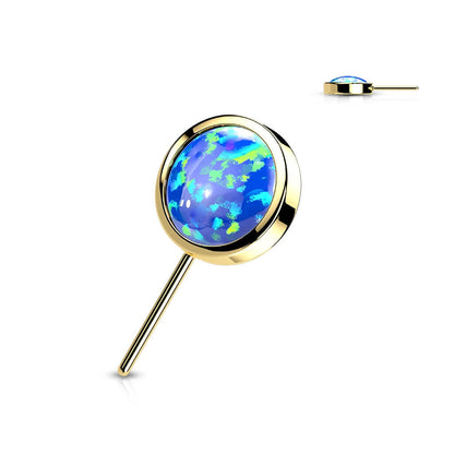 Solid Gold 14 Carat top round opal bezel setting Push-In