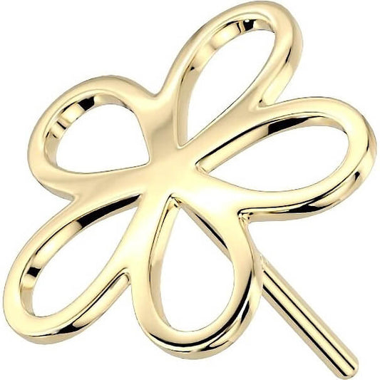 Solid Gold 14 Carat Top Flower Push-In