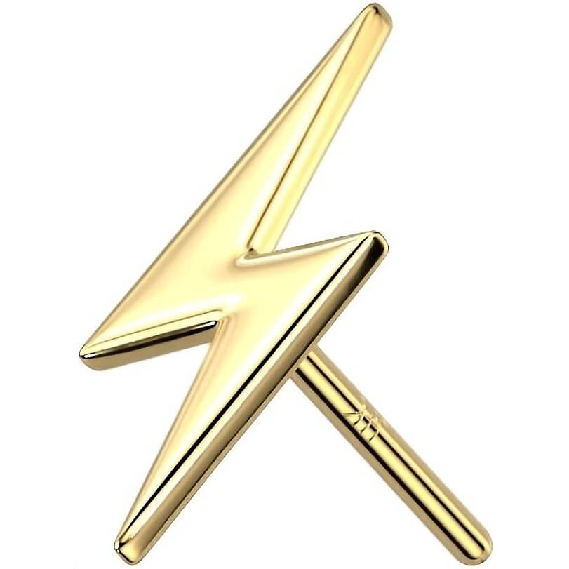 Solid Gold 14 Carat top lightning bolt Push-In