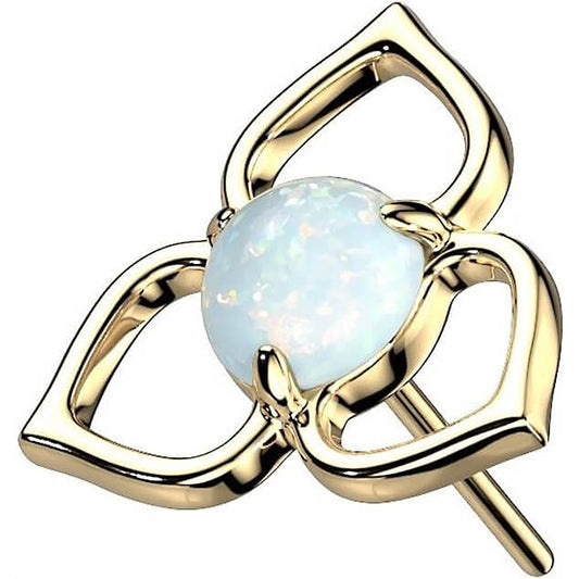 14 Karat Gold Top Blume Zirkonia Opal Gelbgold Weißgold Push-In