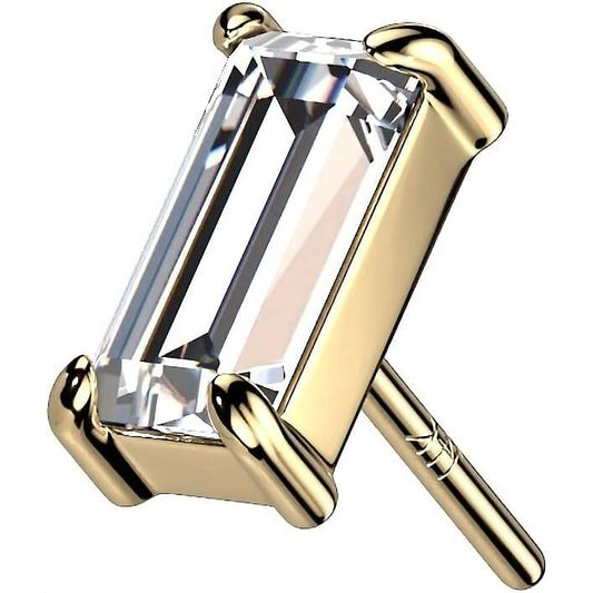 Oro 14 kt Superiore con zircone a Baguette Push-In