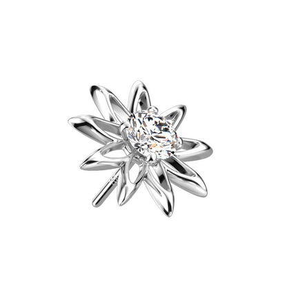 Or 14kt Embout Embout Fleur Zircone Opale Enfoncer