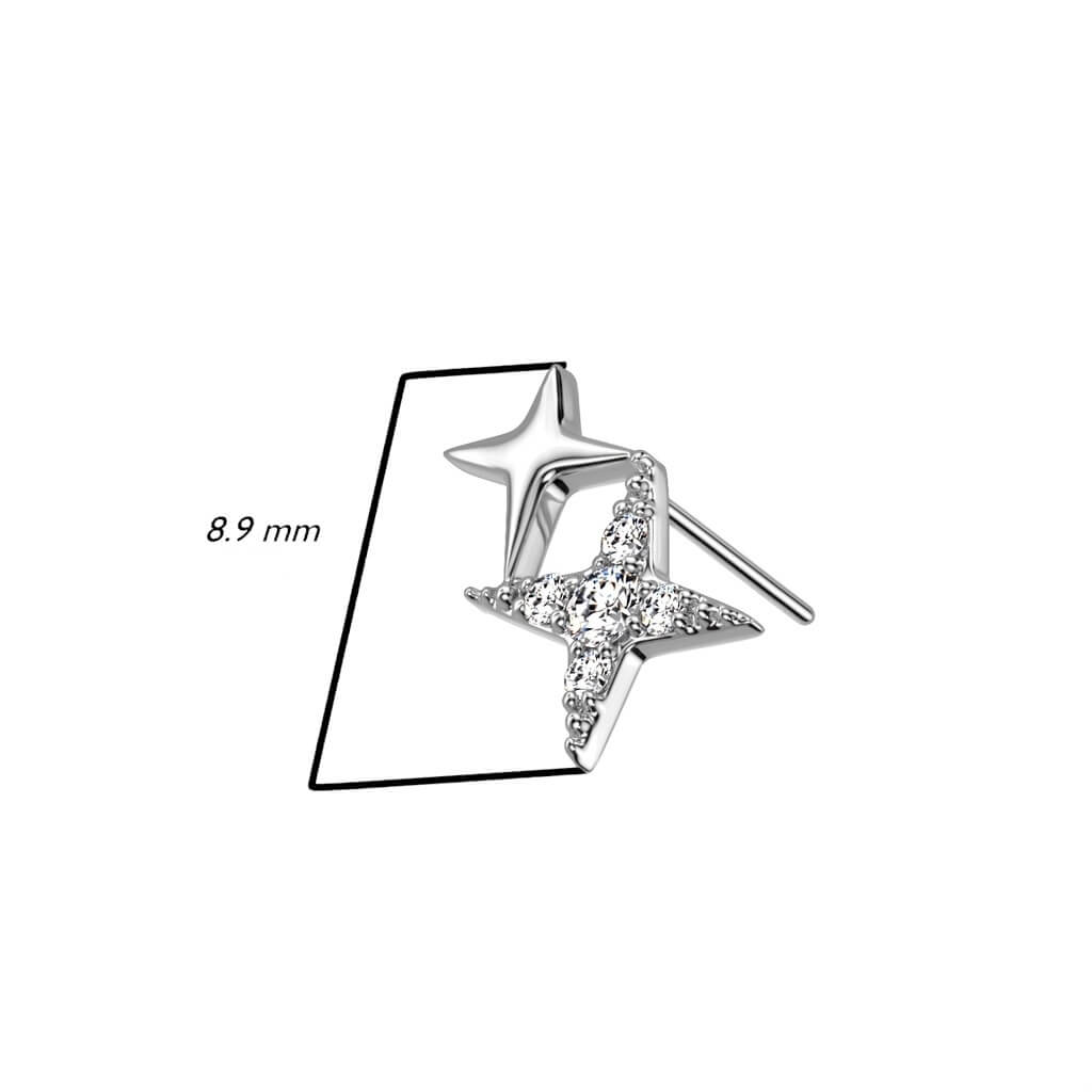 Or 14kt Embout Embout Étoiles Zircone Enfoncer