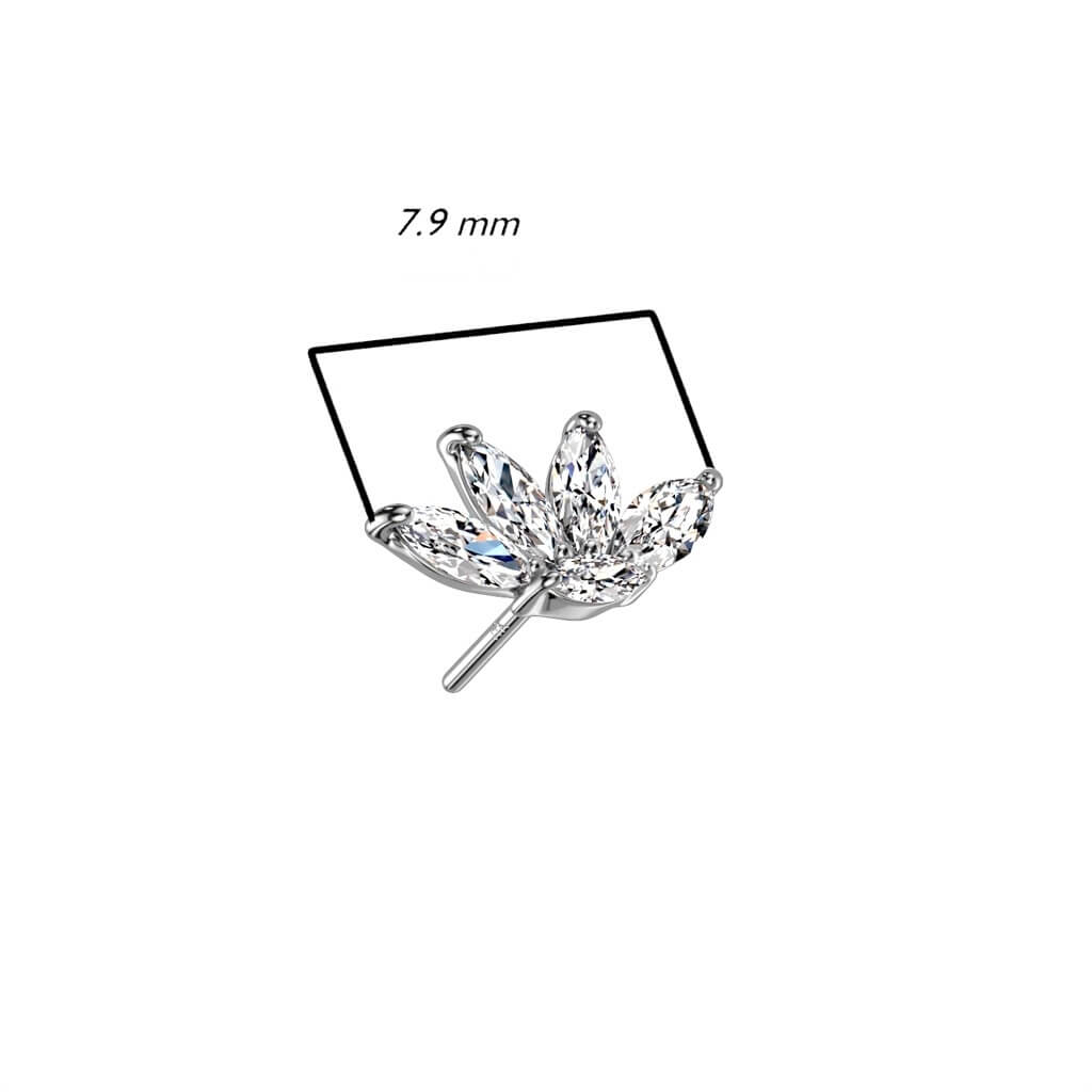 Or 14kt Embout Embout 5 Zircones Enfoncer