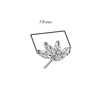 Or 14kt Embout Embout 5 Zircones Enfoncer