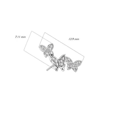 Or 14kt Embout Embout Papillon Zircone Enfoncer