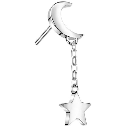 Or 14kt Embout Lune Pendentif Etoile Enfoncer