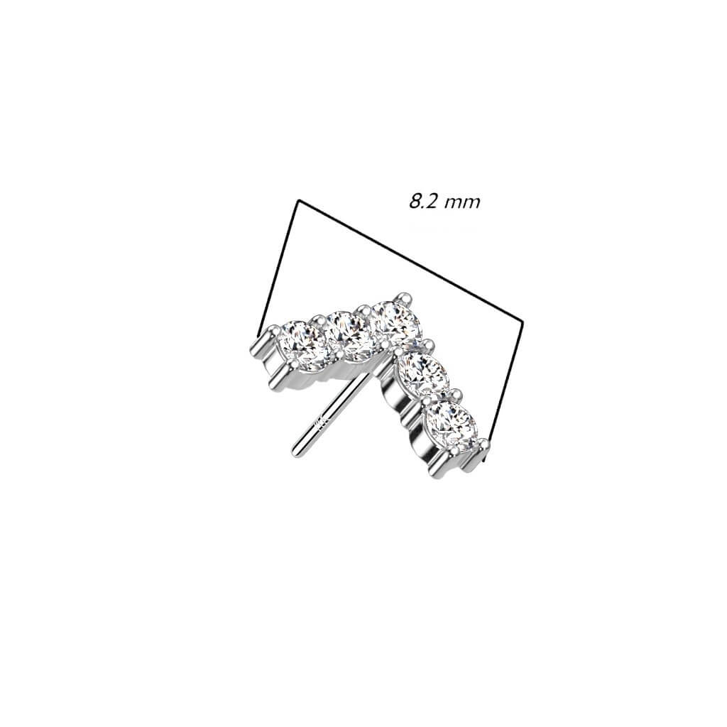 Or 14kt Embout Embout L Zircone Enfoncer