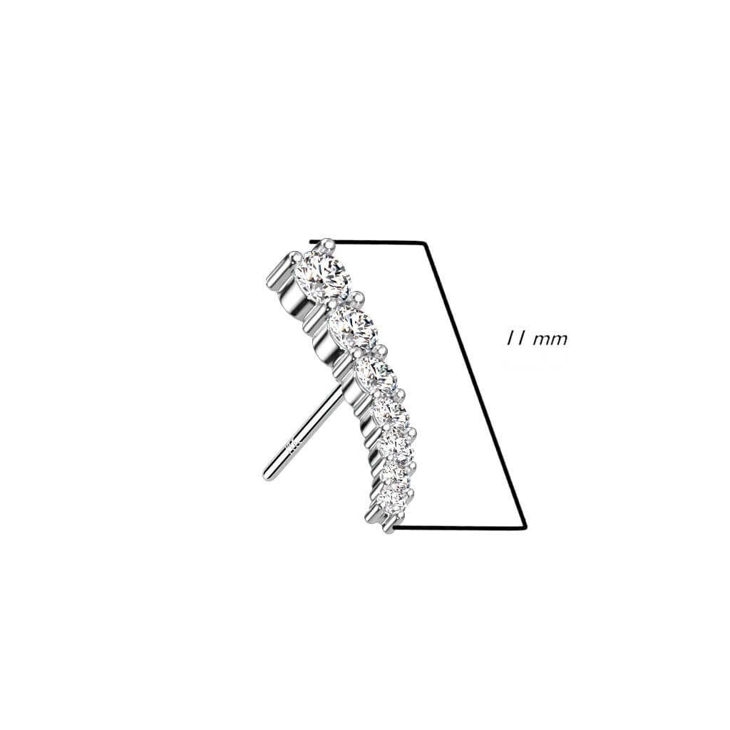 Or 14kt Embout Embout Courbé Zircone Enfoncer