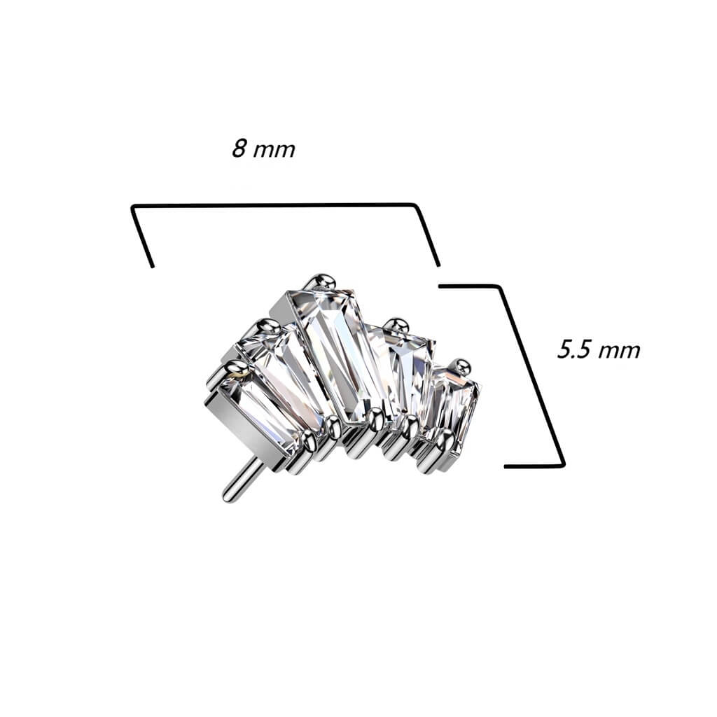 Or 14kt Embout Embout 5 Zircone Enfoncer