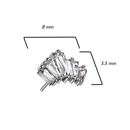 Or 14kt Embout Embout 5 Zircone Enfoncer