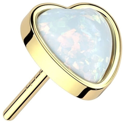 Solid Gold 14 Carat Heart Opal Push-In