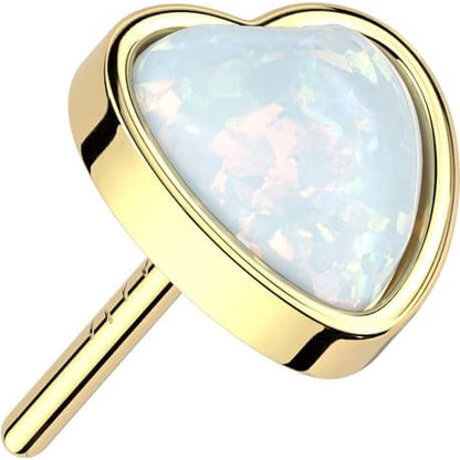 Solid Gold 14 Carat Heart Opal Push-In