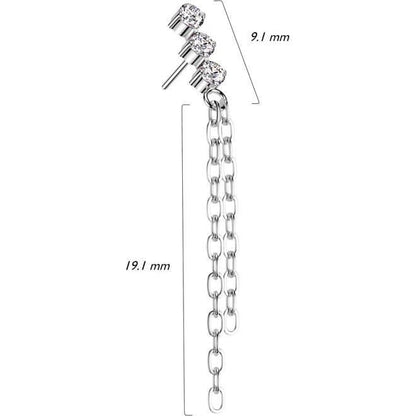 Titanio 3 Zirconi con Doppia Catena Pendente Push-In