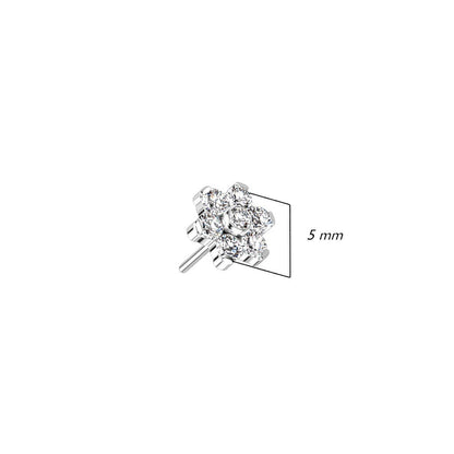 Titane Embout Embout Fleur Zircone Argent Enfoncer