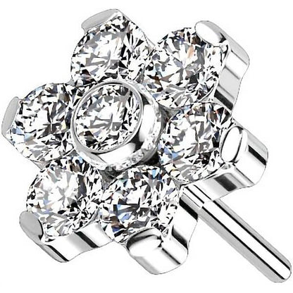 Titane Embout Embout Fleur Zircone Argent Enfoncer