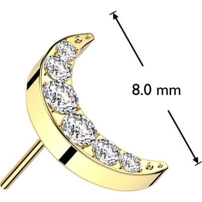 Titane Embout Top croissant de lune zircon Enfoncer