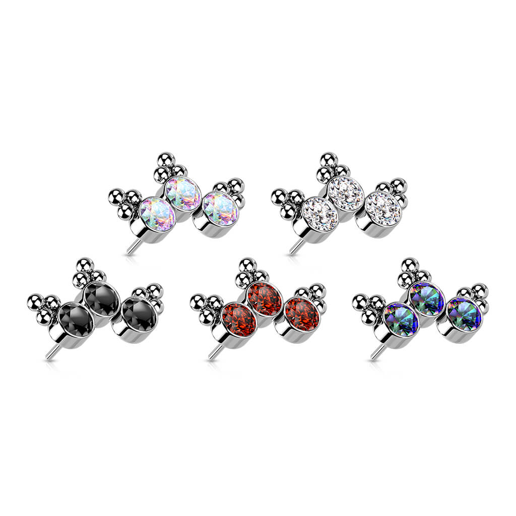 Titanium top 3 zirconias beaded balls Push-In