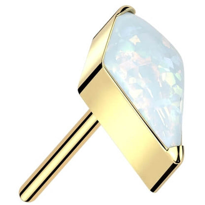 Titanium top diamond shaped opal zirconia Push-In