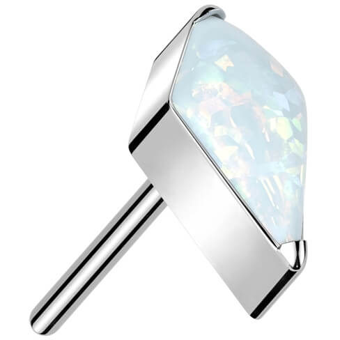 Titanium top diamond shaped opal zirconia Push-In