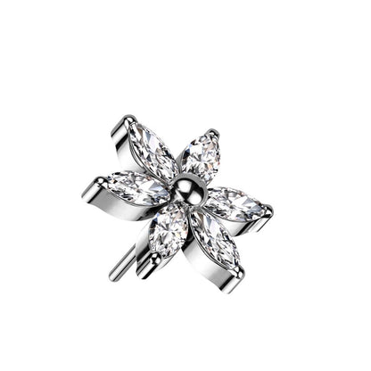 Embout Embout Fleur 6 Marquises Zircone Enfoncer