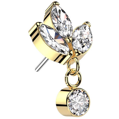 Titanium top marquise dangle zirconia Push-In