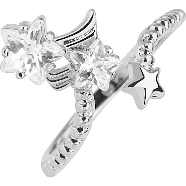 Anneau Etoile Zircone Argent Ajustable