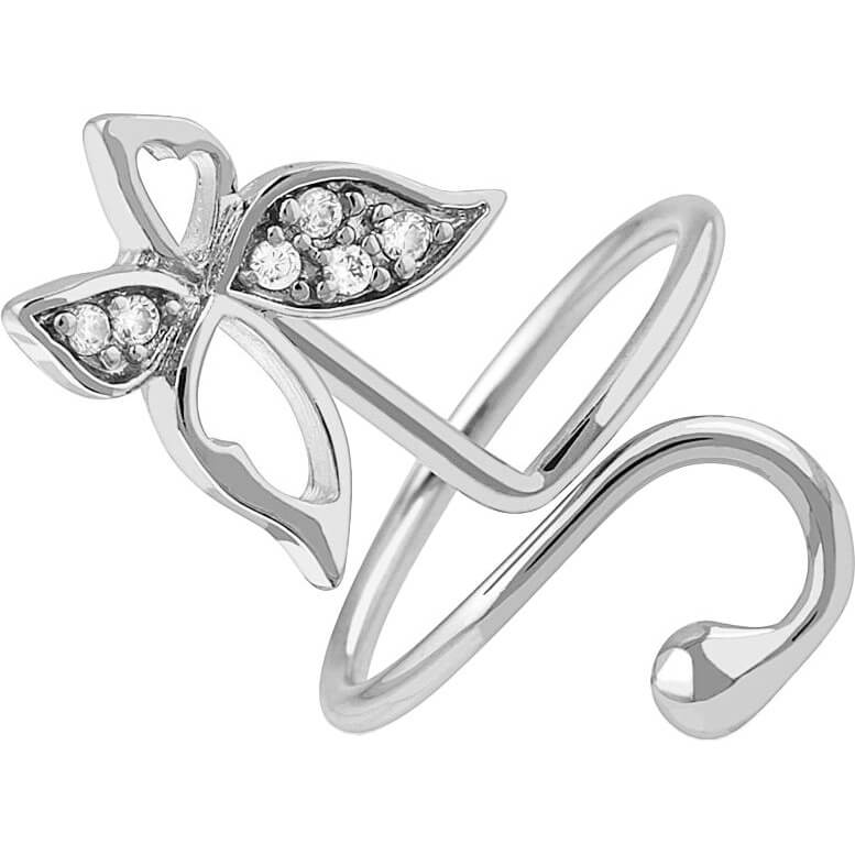 Anneau Papillon Zircone Argent Ajustable