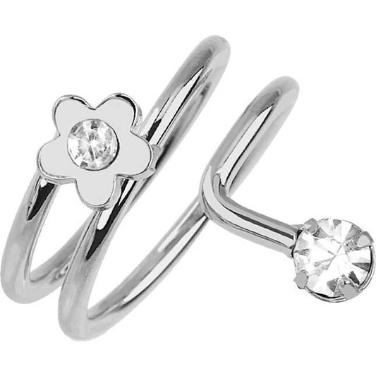 Flower Adjustable Zirconia Silver