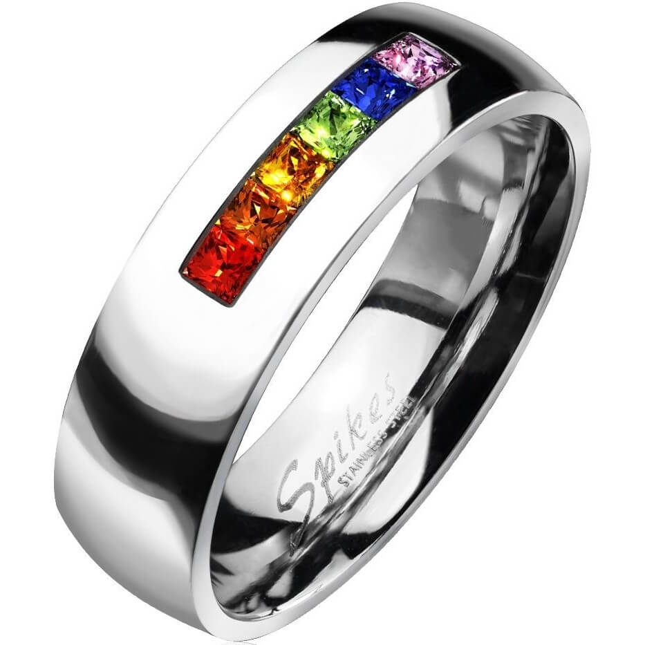 Anneau Zircone Arc-en-ciel Argent