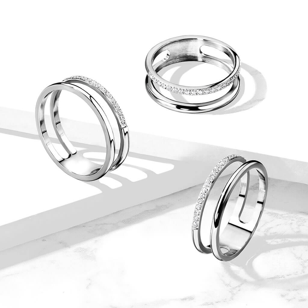 Doppel Ring Zirkonia Silber