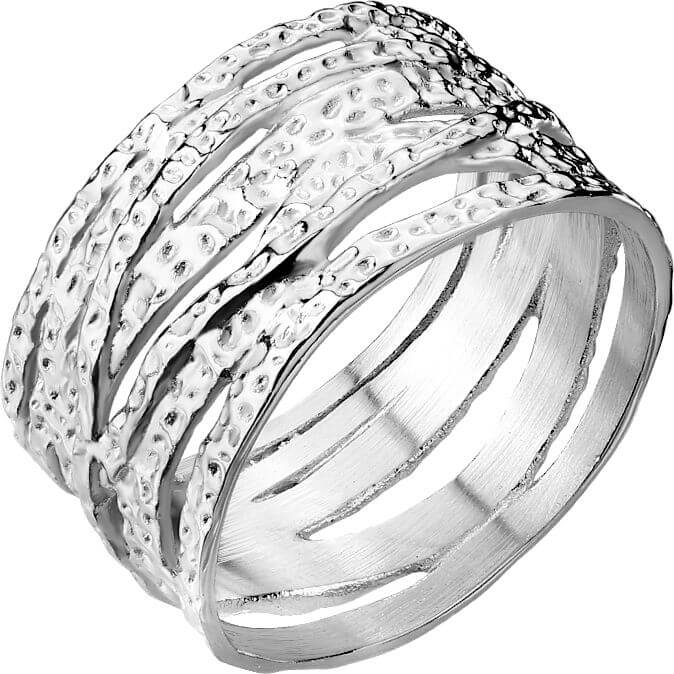 wide criss cross hammered ring