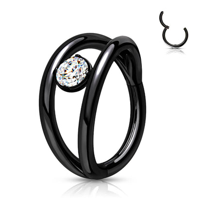 Ring Kugel Zirkonia Silber Clicker