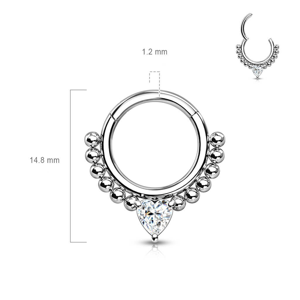 Anillo Circonita corazón Plata Clicker