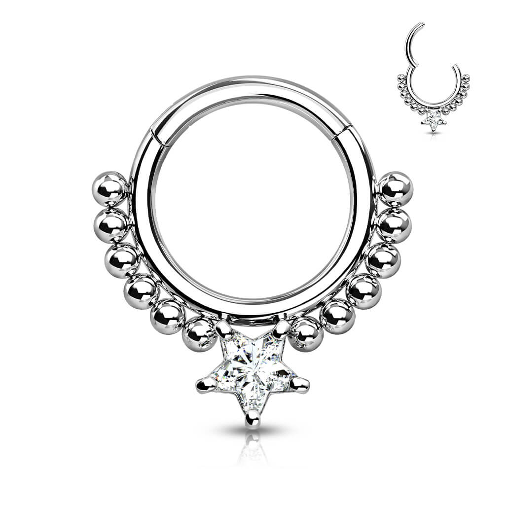 Ring Star Zirconia Silver Clicker