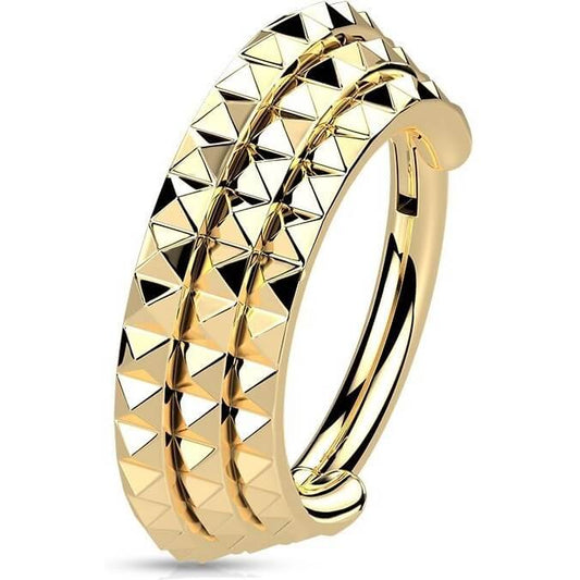 Anillo Triple fila pirámide Corte Clicker