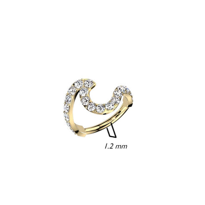 Anello Piercing  Design onda con zirconi Clicker