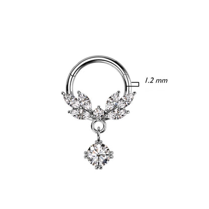 Ring Leaves dangle Zirconia Clicker