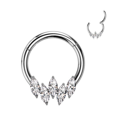 Anello Piercing 5 zirconi Clicker