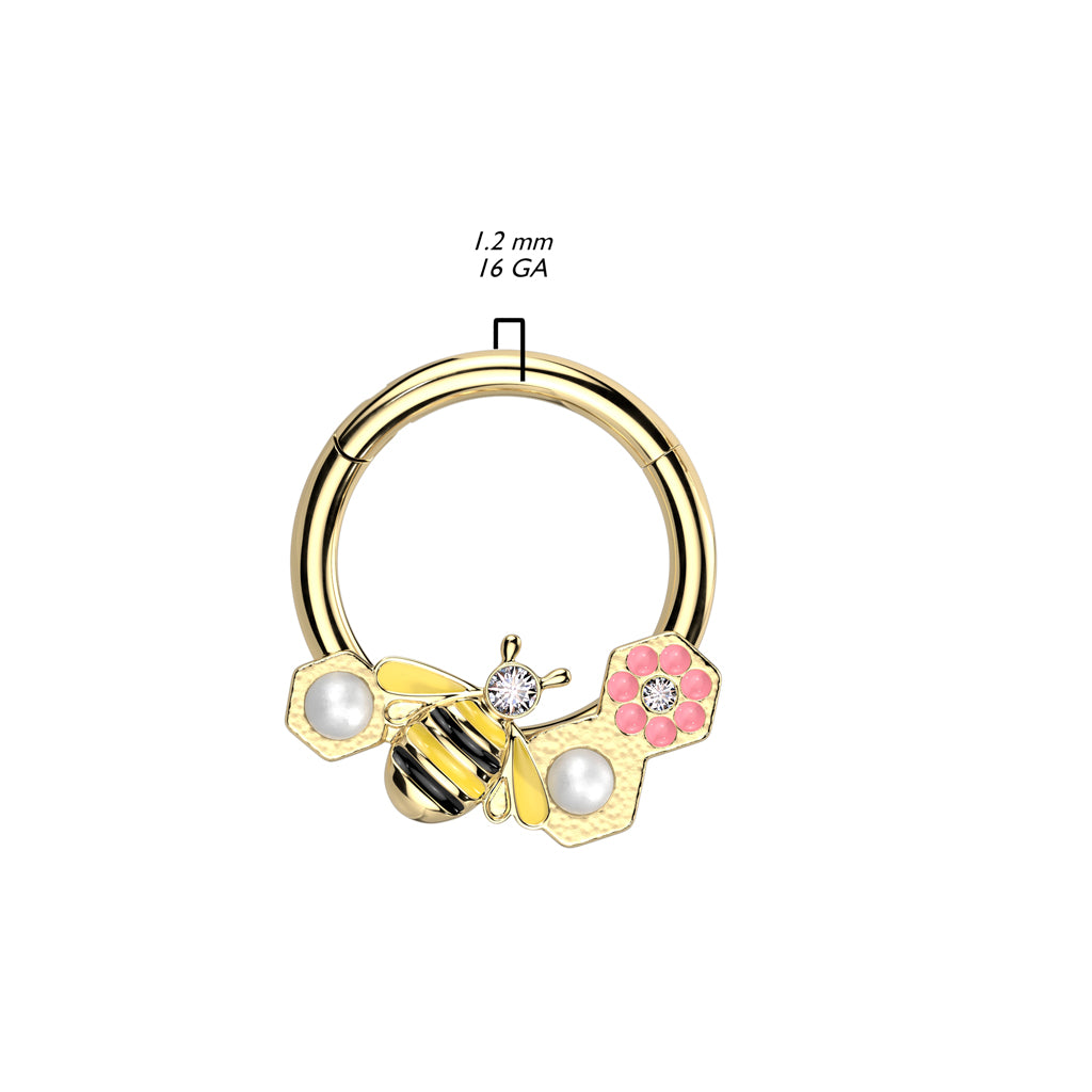 Anillo Abeja y flores con circonita Clicker