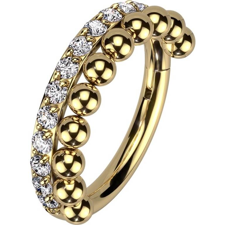 Ring Beaded Ball Line Zirconia Clicker